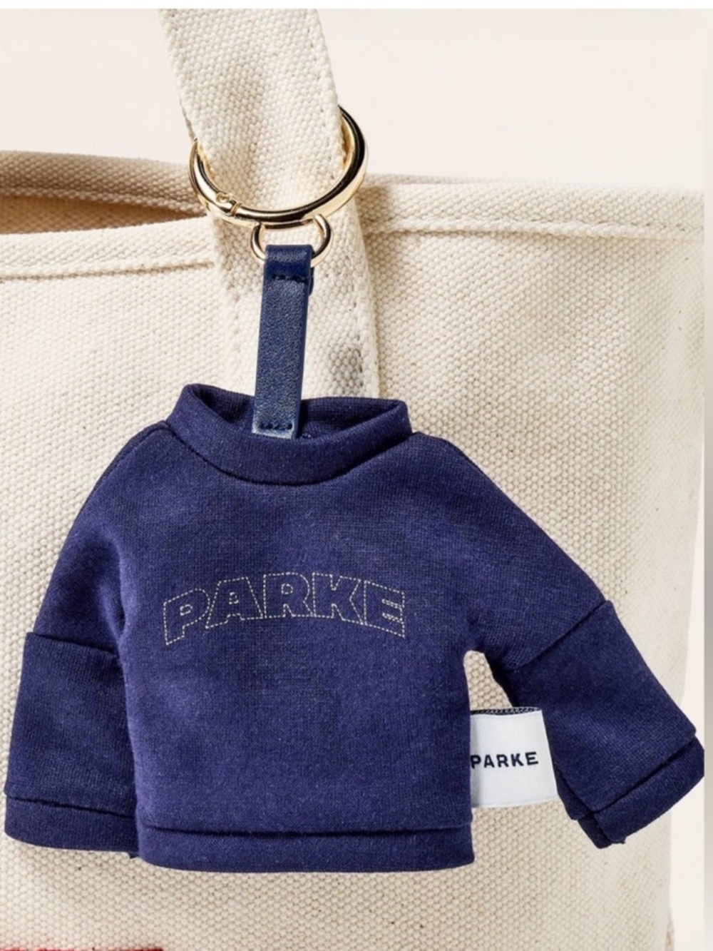 Parke/Target Navy Mini Sweatshirt Keychain with Gold Ring - Picture 3 of 3